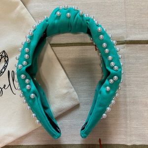 La Bella Teal Canvas and Pearl Headband